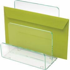 Lorell Mini File Sorter Desktop - Durable, Lightweight, Non-skid - Clear, Green - Acrylic - 1 Each
