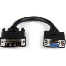 StarTech.com 8in DVI to VGA Cable Adapter - DVI-I Male to VGA Female 8" DVI/VGA Video Cable for Video Device, PC, MAC, Flat Panel Display - First End: 1 x 29-pin DVI-I Digital Video - Male - Second End: 1 x 15-pin HD-15 - Female - Shielding - Nickel Plate
