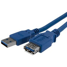 StarTech.com 1m Blue SuperSpeed USB 3.0 Extension Cable A to A - M/F 3.28 ft USB Data Transfer Cable - First End: 1 x 9-pin USB 3.0 Type A - Male - Second End: 1 x 9-pin USB 3.0 Type A - Female - 5 Gbit/s - Extension Cable - Shielding - Nickel Plated Conn