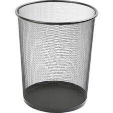 Lorell Mesh Waste Bin 4.70 gal Capacity - Round - 14.3" Height x 12" Diameter - Steel - Black - 1 Each