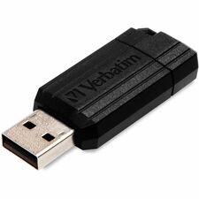 Microban PinStripe USB Drive 64 GB - USB 2.0 Type A - 10 MB/s Read Speed - 4 MB/s Write Speed - Black - Lifetime Warranty - 1 Each