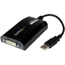 StarTech.com USB to DVI Adapter - External USB Video Graphics Card for PC and MAC- 1920x1200 1 x 4-pin USB 2.0 Type A - Male - 1 x 29-pin DVI-I Digital Video - Female - Black - 1 Each