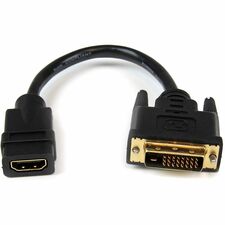 StarTech.com 8in HDMI to DVI-D Video Cable Adapter - HDMI Female to DVI Male 8" DVI/HDMI Video Cable Adapter for Video Device, Notebook - First End: 1 x 19-pin HDMI Digital Audio/Video - Female - Second End: 1 x 25-pin DVI-D Digital Video - Male - Support