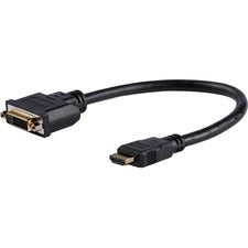 StarTech.com 8in HDMI® to DVI-D Video Cable Adapter - HDMI Male to DVI Female 8" DVI/HDMI Video Cable Adapter for Video Device, Monitor, Notebook - First End: 1 x 19-pin HDMI Digital Audio/Video - Male - Second End: 1 x 25-pin DVI-D Digital Video - Fe