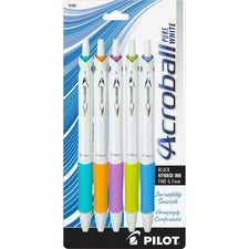 Pilot Acroball .7mm Retractable Pens 0.7 mm Fine Pen Point - Refillable - Retractable - Black Ink - Advanced Ink - White Barrel - Tungsten Carbide Tip - 5 / Pack