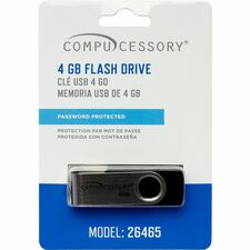 Compucessory Password Protected USB Flash Drives 4 GB - USB 2.0 - 12 MB/s Read Speed - 5 MB/s Write Speed - Aluminum - 1 Year Warranty - 1 Each