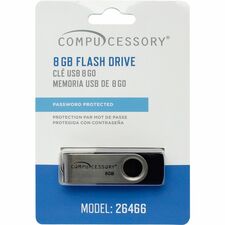Compucessory Password Protected USB Flash Drives 8 GB - USB 2.0 - 12 MB/s Read Speed - 5 MB/s Write Speed - Aluminum - 1 Year Warranty - 1 Each