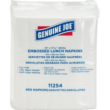 Genuine Joe Lunch Napkins 1 Ply - Quarter-fold - 13" Width x 11.25" Length - White - 400 / Pack