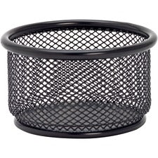 Lorell Mesh Wire Pencil Cup Holder 3.8" Height x 2.1" Width - Steel - Black - 1 Each