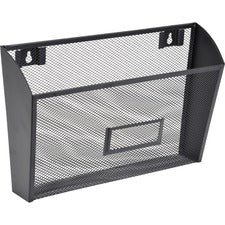 Lorell Mesh Wire Wall Pocket 6.62" Height x 12.62" Width x 4.75" Depth - Black - 1 Each