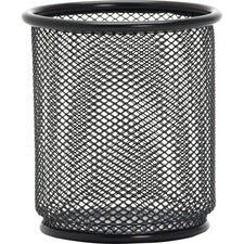Lorell Mesh Wire Pencil Cup Holder 3.5" Height x 3.9" Width - Steel - Black - 1 Each