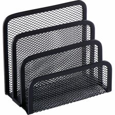 Lorell Mesh Vertical Desktop File Sorter 4 Divider(s) - 5.63" Height x 5.25" Width x 3.13" Depth - Black - Steel - 1 Each