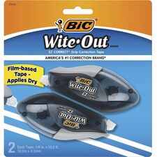 BIC Wite-Out EZ CORRECT Grip Correction Tape 33.50 ft Tape Length - 1 Line(s) - White Tape - Rubber Grip - White - 2 / Pack