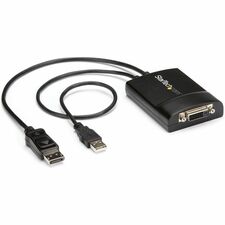 StarTech.com DisplayPort to DVI Adapter 1 x 20-pin DisplayPort Digital Audio/Video - Male, 1 x 4-pin USB Type A - Male - 1 x 19-pin DVI-D (Dual-Link) Digital Video - Female - Nickel Connector - Gold Contact - Black - 1 Each