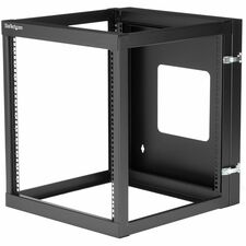 StarTech.com 12U 22in Depth Hinged Open Frame Wall Mount Server Rack For LAN Switch, Patch Panel, Server, Computer - 12U Rack Height x 19" Rack Width - Wall Mountable - Black - Cold-rolled Steel (CRS) - 140 lb Maximum Weight Capacity - TAA Compliant