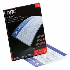 GBC Fusion EZUse Laminating Pouches Sheet Size Supported: Letter 8.50" Width x 11" Length - Laminating Pouch/Sheet Size: 9" Width x 11.50" Length x 3 mil Thickness - Glossy - for Document - UV Resistant, Durable, Fade Resistant - Clear - 100 / Box