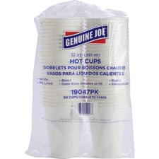 Genuine Joe 12 oz Disposable Hot Cups 12 fl oz - White - Polyurethane - Hot Drink, Beverage - 50/Pack - 20 / Carton