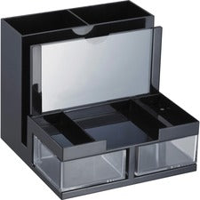 Officemate VersaPlus Desk Organizer 9 Compartment(s) - 5.50" Height x 6.19" Width x 6.31" Depth - Desktop - Black - Plastic - 1 Each