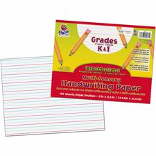Pacon Grades K - 1 Multi - sensory Handwriting Tablet - Letter 100 Sheets - Wide Ruled Front Ruling - 0.63" Ruled - Ruled Margin - Letter - 8 1/2" x 11" Sheet Size - White Paper - Chipboard Cover - 1 Pad