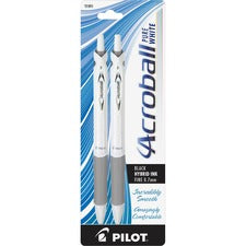 Pilot Acroball .7mm Retractable Pens 0.7 mm Fine Pen Point - Refillable - Retractable - Black Ink - Advanced Ink - White Barrel - 2 / Pack