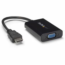 StarTech.com HDMI to VGA Adapter Converter 1 x 19-pin HDMI Digital Audio/Video - Male - 1 x 15-pin HD-15 - Female, 1 x Mini-phone Audio - Female, 1 x 5-pin Micro USB Type B - Female - Black - 1 Each