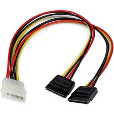 StarTech.com 12in LP4 to 2x SATA Power Y Cable Adapter For Disk Drive - 1 ft Cord Length - LP4 / SATA - 1 Each