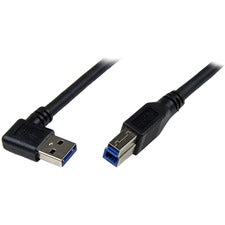 StarTech.com 1m Black SuperSpeed USB 3.0 Cable - Right Angle A to B - M/M 3.28 ft USB/USB-B Data Transfer Cable for Notebook, Network Device, Printer, Modem, Hard Drive, PC, Server, Hard Disk Drive Enclosure, Docking Station, Card Reader - First End: 1 x