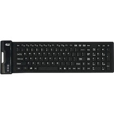 Adesso Antimicrobial Waterproof Flex Keyboard (Compact Size) Cable Connectivity - USB Interface - 108 Key(s) - Home Page, Email, My Computer, My Favorites, Volume Up, Volume Down, Mute, Previous Track, Next Track, Play/Pause, Stop, ... Hot Key(s) - Englis