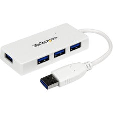 StarTech.com Portable 4 Port SuperSpeed Mini USB 3.0 Hub - White USB - External - 4 USB Port(s) - 4 USB 3.0 Port(s) - PC, Mac