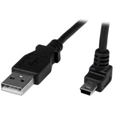 StarTech.com 1m Mini USB Cable - A to Up Angle Mini B 3.28 ft USB/USB Mini-B Data Transfer Cable for Digital Camera, Hard Drive, Smartphone, GPS Receiver, Computer, MAC - First End: 1 x 4-pin USB 2.0 Type A - Male - Second End: 1 x 5-pin Mini USB 2.0 Type