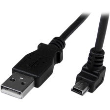 StarTech.com 2m Mini USB Cable - A to Down Angle Mini B 6.56 ft USB/USB Mini-B Data Transfer Cable for Digital Camera, Hard Drive, Cellular Phone, GPS Receiver, Digital Camera, Smartphone, MAC, PC - First End: 1 x 4-pin USB 2.0 Type A - Male - Second End: