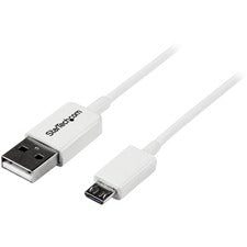 StarTech.com 0.5m White Micro USB Cable - A to Micro B 1.64 ft USB/USB Micro-B Data Transfer Cable for Cellular Phone, Camera, Hard Drive, Tablet PC - First End: 1 x 4-pin USB 2.0 Type A - Male - Second End: 1 x 5-pin Micro USB 2.0 Type B - Male - 480 Mbi
