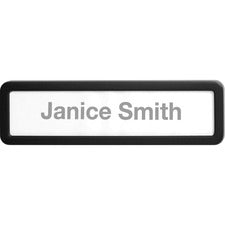 Lorell Recycled Cubicle Nameplate 0.9" Width x 2.7" Height - Wall - Plastic - Black - 1 Each