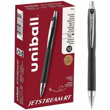 uniball™ Jetstream RT Ballpoint Pen 1 mm Medium Pen Point - Retractable - Black Ink - Pigment-based - 1 Dozen
