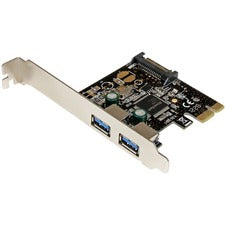 StarTech.com 2 Port PCI Express PCIe SuperSpeed (5Gbps) USB 3.0 Controller Card w/ SATA Power PCI Express x1 - Plug-in Card - 2 USB Port(s) - 1 SATA Port(s) - PC