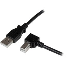 StarTech.com USB 2.0 A to Right Angle B Cable - M/M 6.56 ft USB/USB-B Data Transfer Cable for Printer, Scanner, External Hard Drive - First End: 1 x 4-pin USB 2.0 Type A - Male - Second End: 1 x 4-pin USB 2.0 Type B - Male - 480 Mbit/s - Shielding - Nicke