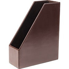 Dacasso Bonded Leather Magazine Rack 12.50" Height x 4" Width x 10.13" Depth - Desktop - Dark Brown - Leather - 1 Each