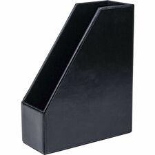 Dacasso Bonded Leather Magazine Rack 12.50" Height x 4" Width x 10.13" Depth - Desktop - Black - Leather - 1 Each