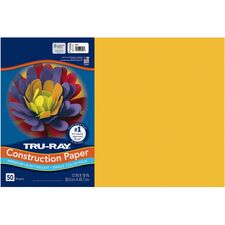 Tru-Ray Construction Paper Project - 18" Width x 12" Length - Gold - Sulphite - 50 / Pack