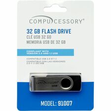 Compucessory Memory Stick-compliant Flash Drive 32 GB - USB 2.0 - 12 MB/s Read Speed - 480 MB/s Write Speed - Silver - 1 Year Warranty - 1 Each