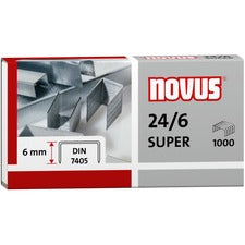 Novus 24/6 Super Premium Staples 15/64" Leg - Silver - Steel - 1000 / Carton