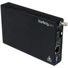 StarTech.com Gigabit Ethernet Fiber Media Converter with Open SFP Slot 1 x Network (RJ-45) - Gigabit Ethernet - 10/100/1000Base-T - 1 x Expansion Slots - SFP (mini-GBIC) - 1 x SFP Slots - AC Adapter - Desktop - TAA Compliant