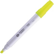 Business Source Chisel Tip Yellow Value Highlighter Chisel Marker Point - Yellow Ink - White Barrel - 1 Dozen