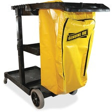 Genuine Joe Workhorse Janitor's Cart 40" Width x 20.50" Depth x 38" Height - Charcoal, Yellow - 1 Each