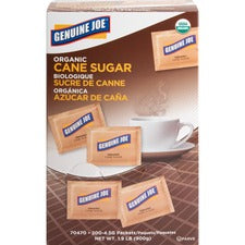 Genuine Joe Turbinado Natural Cane Sugar Packets 0.159 oz (4.5 g) - Molasses Flavor - Natural Sweetener - 200 / Box