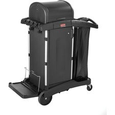 Rubbermaid Commercial High Security Cleaning Cart Aluminum, Plastic - 22" Width x 48.25" Depth x 53.50" Height - Black - 1 Each