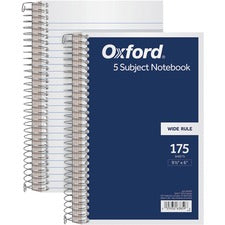 TOPS 5 Subject Wirebound Notebook 175 Sheets - Coilock - 15 lb Basis Weight - 6" x 9 1/2" Sheet Size - White Paper - Navy Cover - Acid-free, Unpunched, Divider - 1 Each