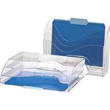 Officemate Clear Wave 2-way Desktop Organizer 3 Compartment(s) - 3 Tier(s) - 11.25" Height x 13" Width x 3.63" Depth - Desktop - Clear - Plastic - 1 Each