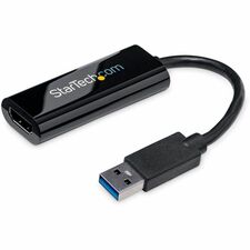 StarTech.com Slim USB 3.0 Video Adapter 1 x 9-pin Type A USB 3.0 USB Male - 1 x 19-pin HDMI Digital Audio/Video Female - 1920 x 1200 Supported - Black - 1 Each - TAA Compliant