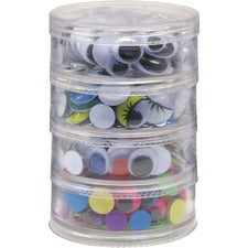Creativity Street Wiggle Eyes Stackable Storage Jar Craft Project, Decoration - 400 Piece(s) - Assorted - 400 / Set